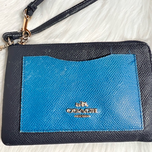 Coach Navy and Teal Wristlet - Picture 2 of 7